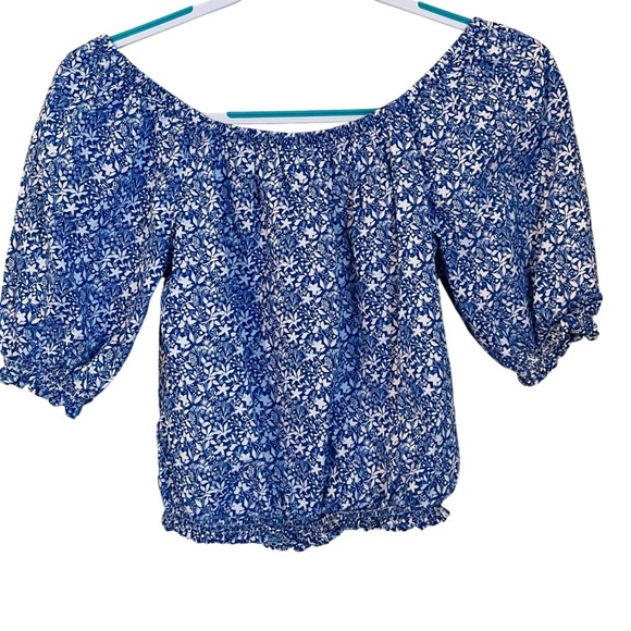 NATION LTD XS Blue White Ditsy Floral Rowena Top Primrose Smocked Skirt Set - Picture 3 of 16